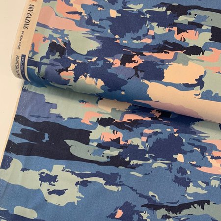 Paintbrush Studio Fabric - Sky Gazing Abstract Clouds Blue CANVAS