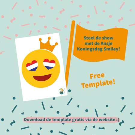 Gratis TEMPLATE - KONINGSDAG smiley