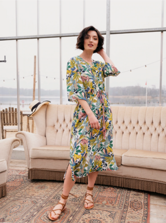 COUPON 160 CM Atelier Jupe - Colorful Leaves VISCOSE