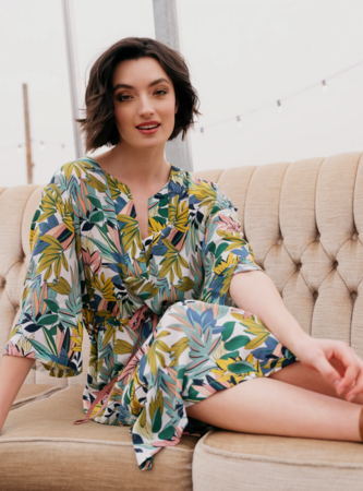 COUPON 160 CM Atelier Jupe - Colorful Leaves VISCOSE