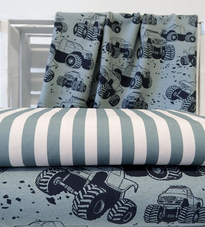 Mieli Design - Stripes Slate Green JERSEY (organic)