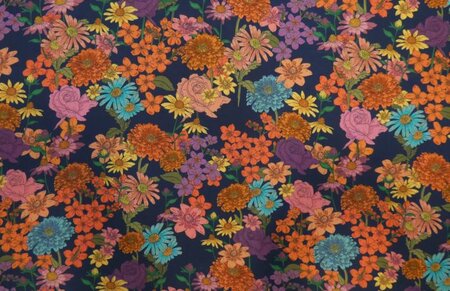 COUPON 230 CM Lady McElroy -Retro Blooms VISCOSE CREPE