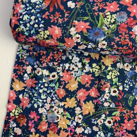 Lady McElroy -Wild Botanics Mid blue LINNEN VISCOSE
