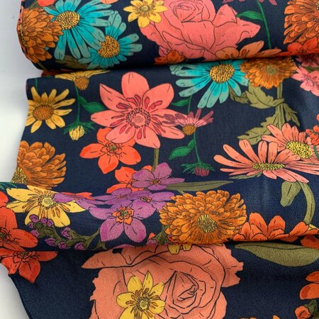 COUPON 230 CM Lady McElroy -Retro Blooms VISCOSE CREPE