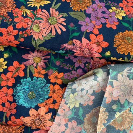 COUPON 230 CM Lady McElroy -Retro Blooms VISCOSE CREPE