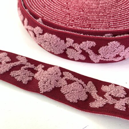 Sierelastiek - Cherry red & pink 40mm