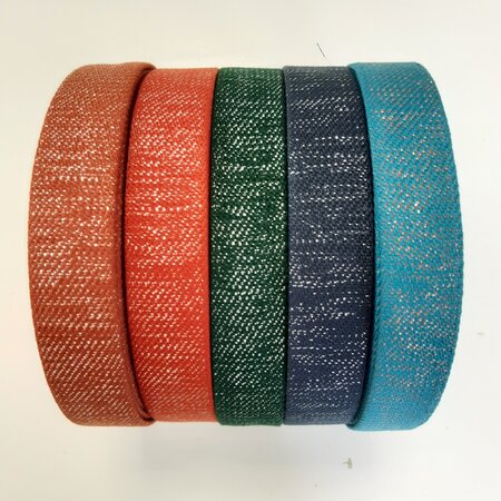 COUPON 75 CM Tassenband NAVY BLUE - SILVER LUREX 30mm