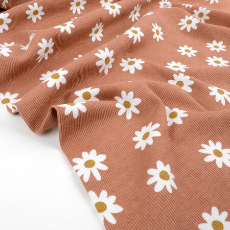 COUPON 115CM Tygdrommar - Daisy Ribbed Clay