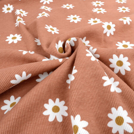 COUPON 115CM Tygdrommar - Daisy Ribbed Clay