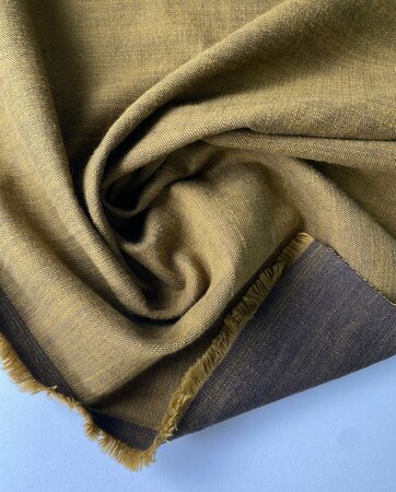 COUPON 160 CM Mustard Black - LINNEN KATOEN