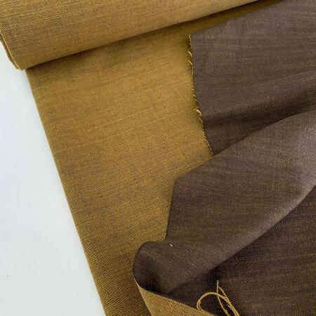 COUPON 160 CM Mustard Black - LINNEN KATOEN