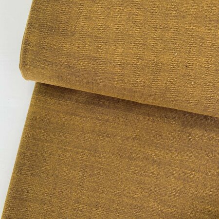 COUPON 160 CM Mustard Black - LINNEN KATOEN