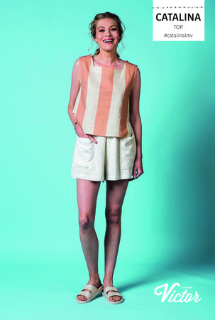 Bittoun LMV - Old rose linnen striped LINNEN/VISCOSE