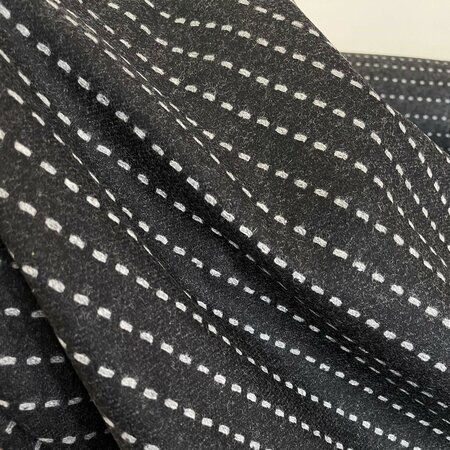 Dotted zwart/wit streepje - WOL MANTELSTOF