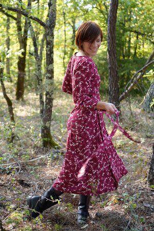 Eglantine & Zoé Flora Bordeaux VISCOSE POPLIN