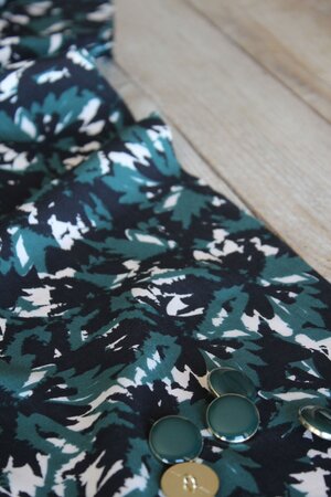 Eglantine & Zoé Flora Vert Sapin VISCOSE POPLIN
