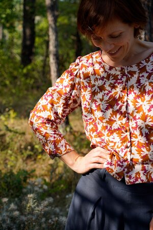 Eglantine & Zoé Flora Caramel VISCOSE POPLIN