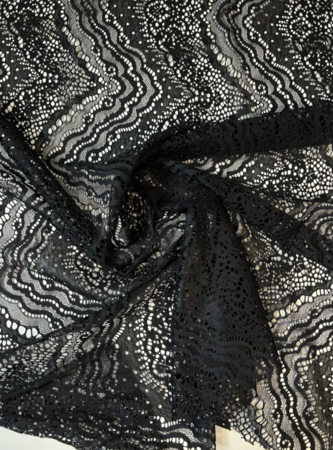 HAUTE COUTURE Elastisch kant ZWART