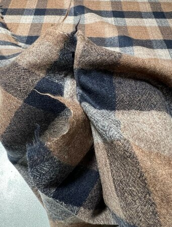 Check Party Beige Blue - WOL FLANEL
