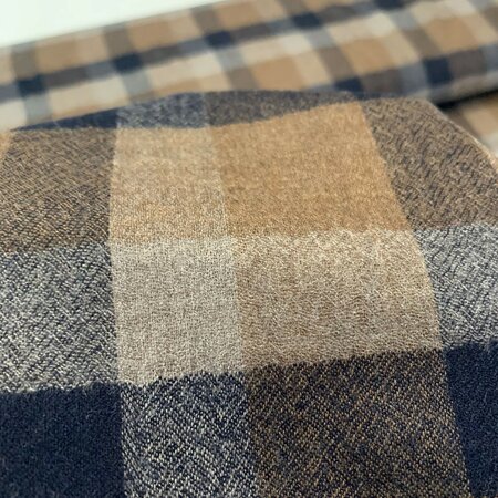 Check Party Beige Blue - WOL FLANEL