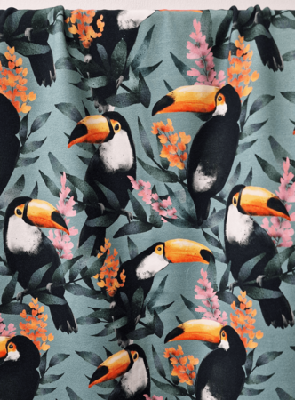 Mieli Design - Toucan Cadet Blue FRENCH TERRY (organic)