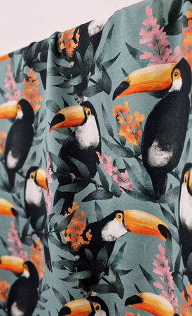 Mieli Design - Toucan Cadet Blue FRENCH TERRY (organic)