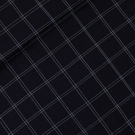 COUPON 160 CM See you at six - Double Grid Zwart VISCOSE LINNEN