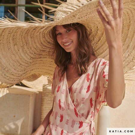 COUPON 35 CM Katia - Lobsters Pink VISCOSE ECOVEROâ„¢