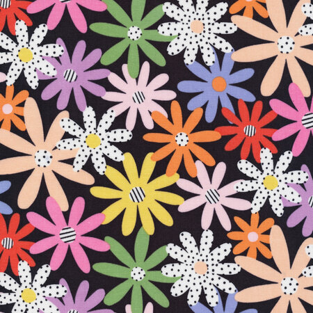 COUPON 130 CM Cloud 9 - Happy Days - Happy Daisies - Biokatoen