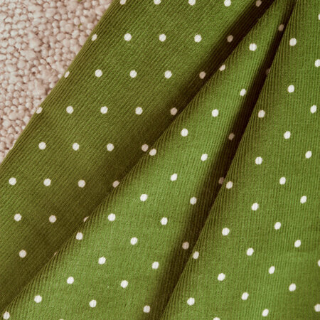 COUPON 160 CM Atelier Brunette CORDUROY Polka Dot Fine Wale Matcha