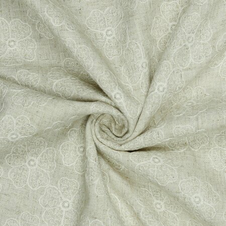 Verhees Sandy Flowers Naturel LINNEN VISCOSE EMBROIDERY