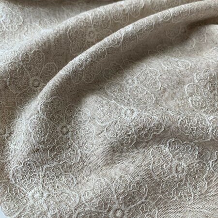 Verhees Sandy Flowers Naturel LINNEN VISCOSE EMBROIDERY