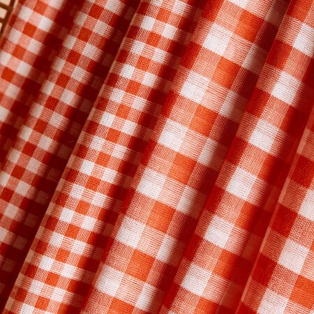 Atelier Brunette - Gingham Off-White Tangerine Fabric COTTON