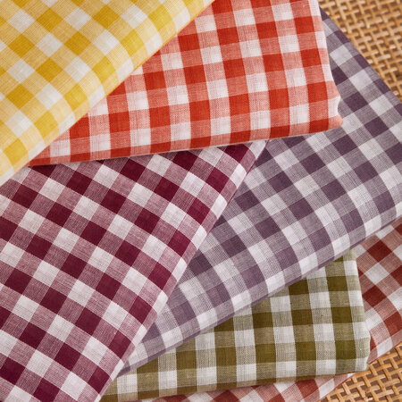 Atelier Brunette - Gingham Off-White Tangerine Fabric COTTON