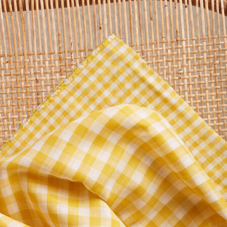 Atelier Brunette - Gingham Off-White Lemon Fabric COTTON