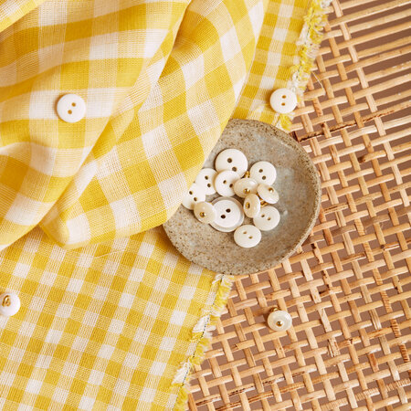 Atelier Brunette - Gingham Off-White Lemon Fabric COTTON