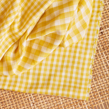 Atelier Brunette - Gingham Off-White Lemon Fabric COTTON