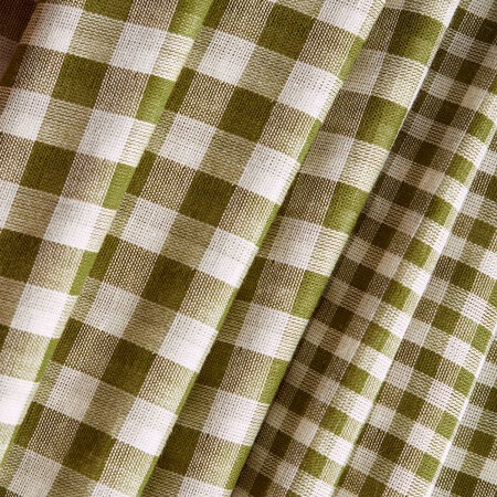 Atelier Brunette - Gingham Off-White Matcha Leaf Fabric COTTON