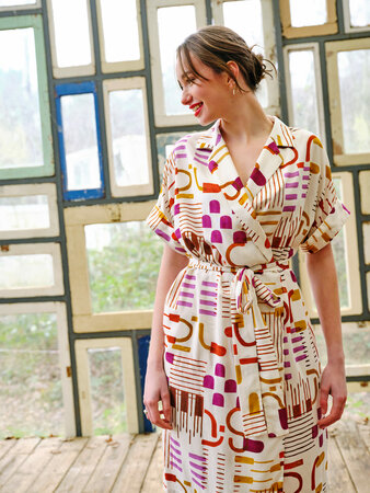COUPON 40 CM Atelier Jupe - Small Abstract Print Off-White VISCOSE
