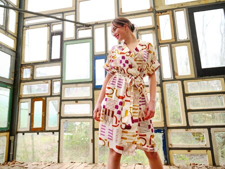COUPON 40 CM Atelier Jupe - Small Abstract Print Off-White VISCOSE