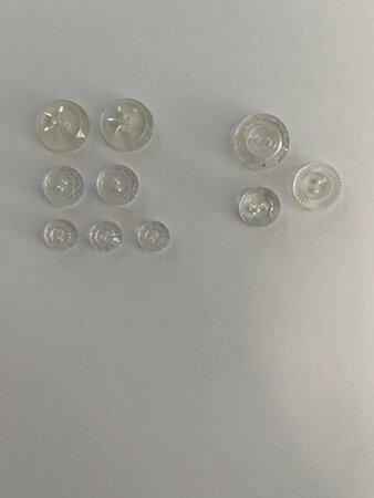 Set 10 knopen rond glas maat mix