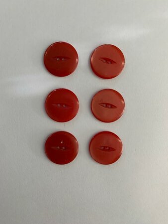 Set 6 knopen 17 mm Mat rood