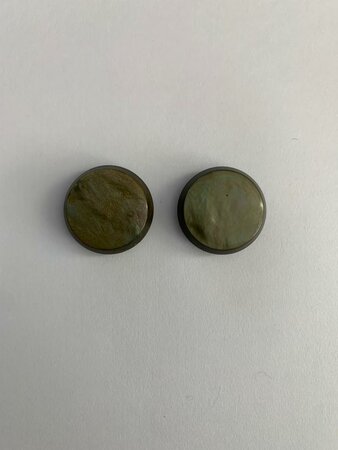 Set 2 knopen 28mm bruin/groene mix