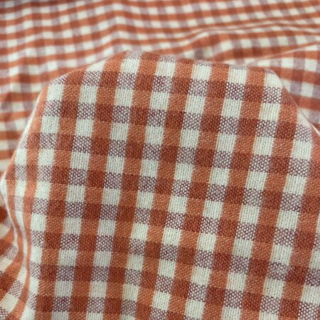 Pumpkin Orange Check FLANEL KATOEN