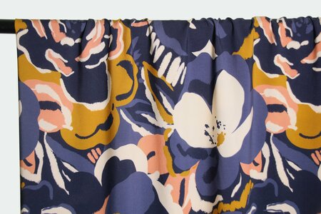 COUPON 30 CM Atelier Jupe - Blue painted flowers VISCOSE