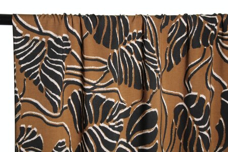 Atelier Jupe - Pecanbruin met zwarte bladeren VISCOSE