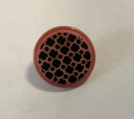 VINTAGE KNOOP 20mm Oudroze met zwarte print
