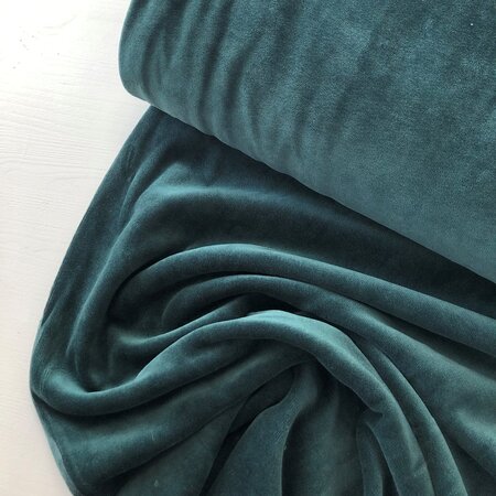 COUPON 110 CM C. Pauli - Dark Green Nicky Velours GOTS