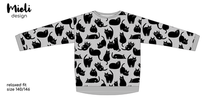 COUPON 30 CM Mieli Design - Black Cat FRENCH TERRY (organic)