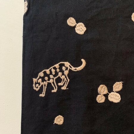 Kokka Japan - Leoperd Black Embroidery COTTON LINEN